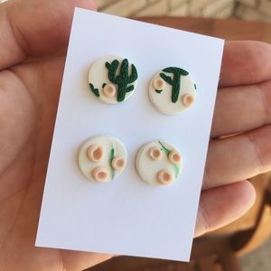 Handmade Succulent Stud Earrings Set